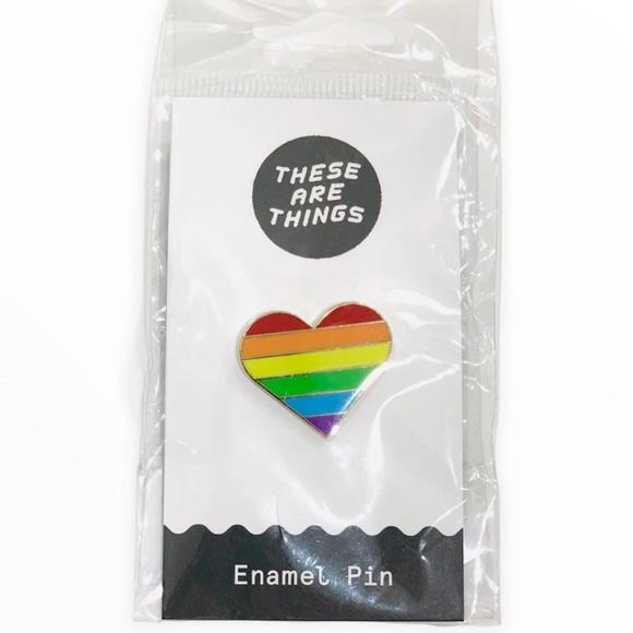 NEW! These Are Things - Rainbow Pride Enamel Heart Pin - New With Tags - Picture 3 of 5